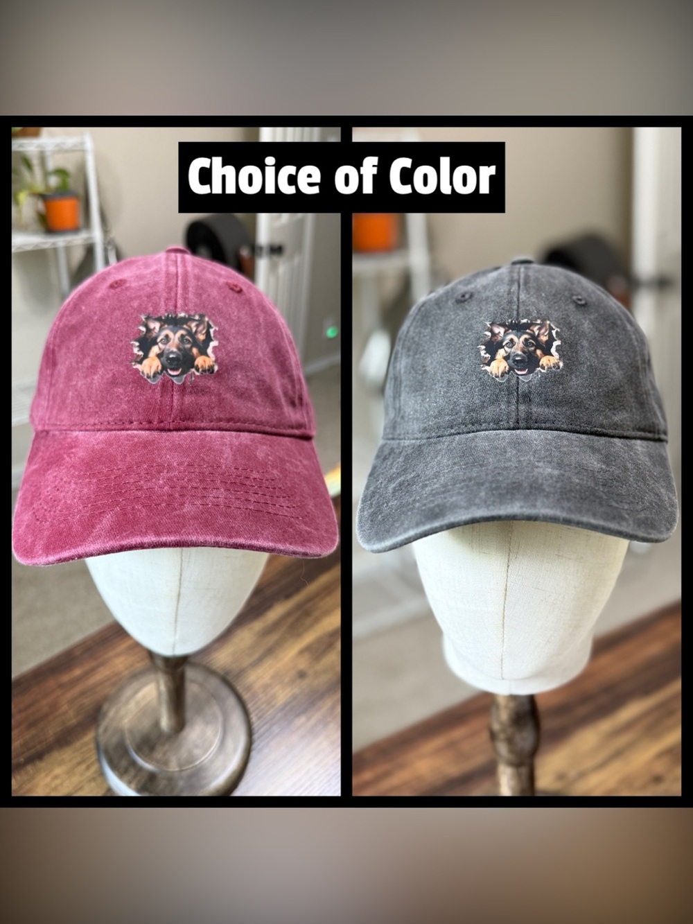 German Shepherd Graphic Baseball Cap - Mineral Wash - Dad Hat - Cotton - NWOT